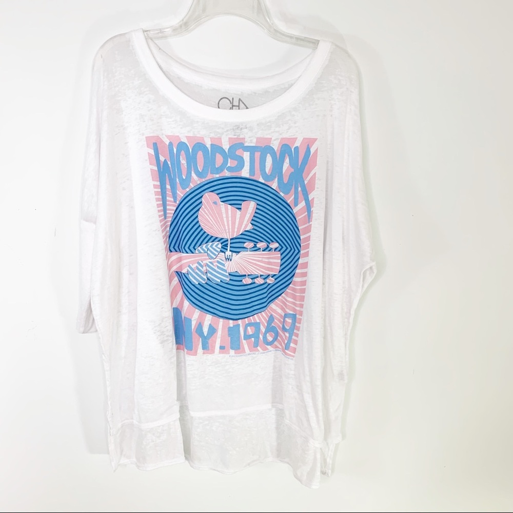 Chaser Woodstock Oversized Burnout T Shirt White L - Picture 2 of 5